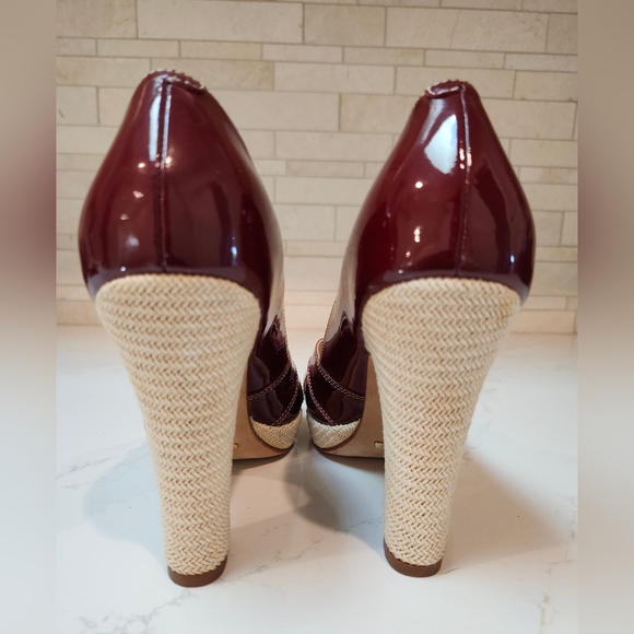 Cole Haan Platform Burgandy Patent Leather Pumps Size 8.5 - Picture 7 of 14